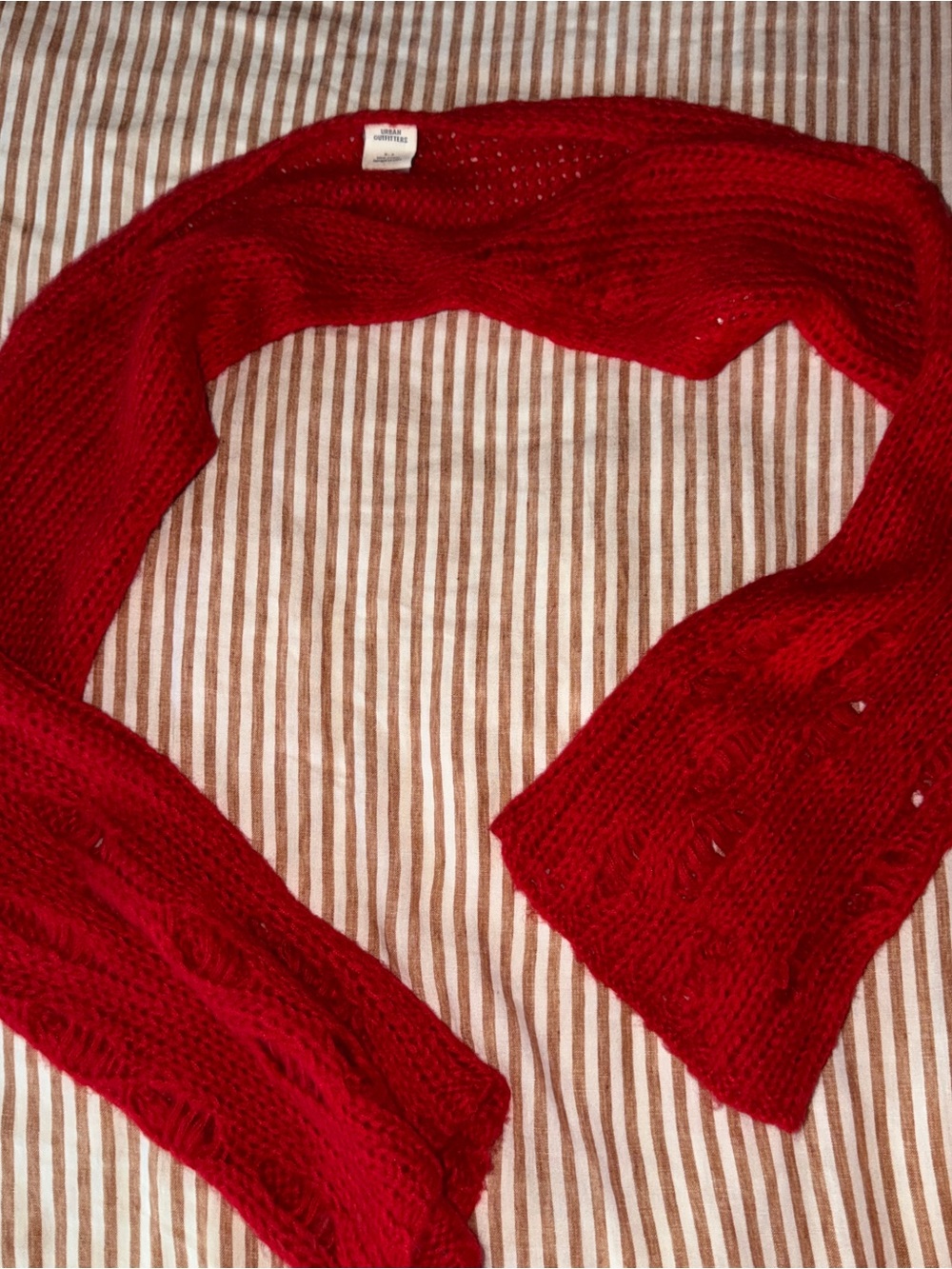 Urban Outfitters Red Open-Knit Bolero Sweater